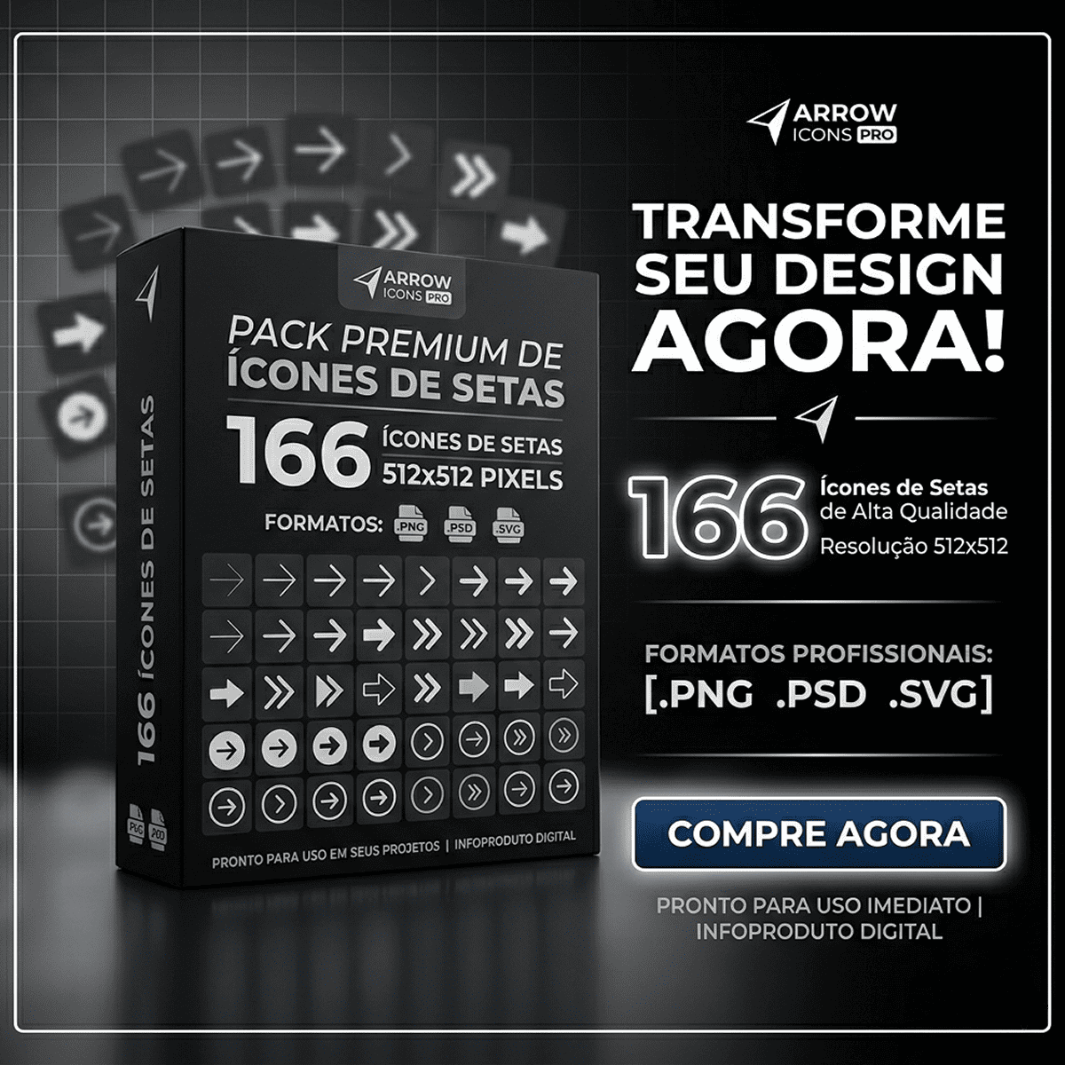 Pack Premium de 166 Ícones de Setas