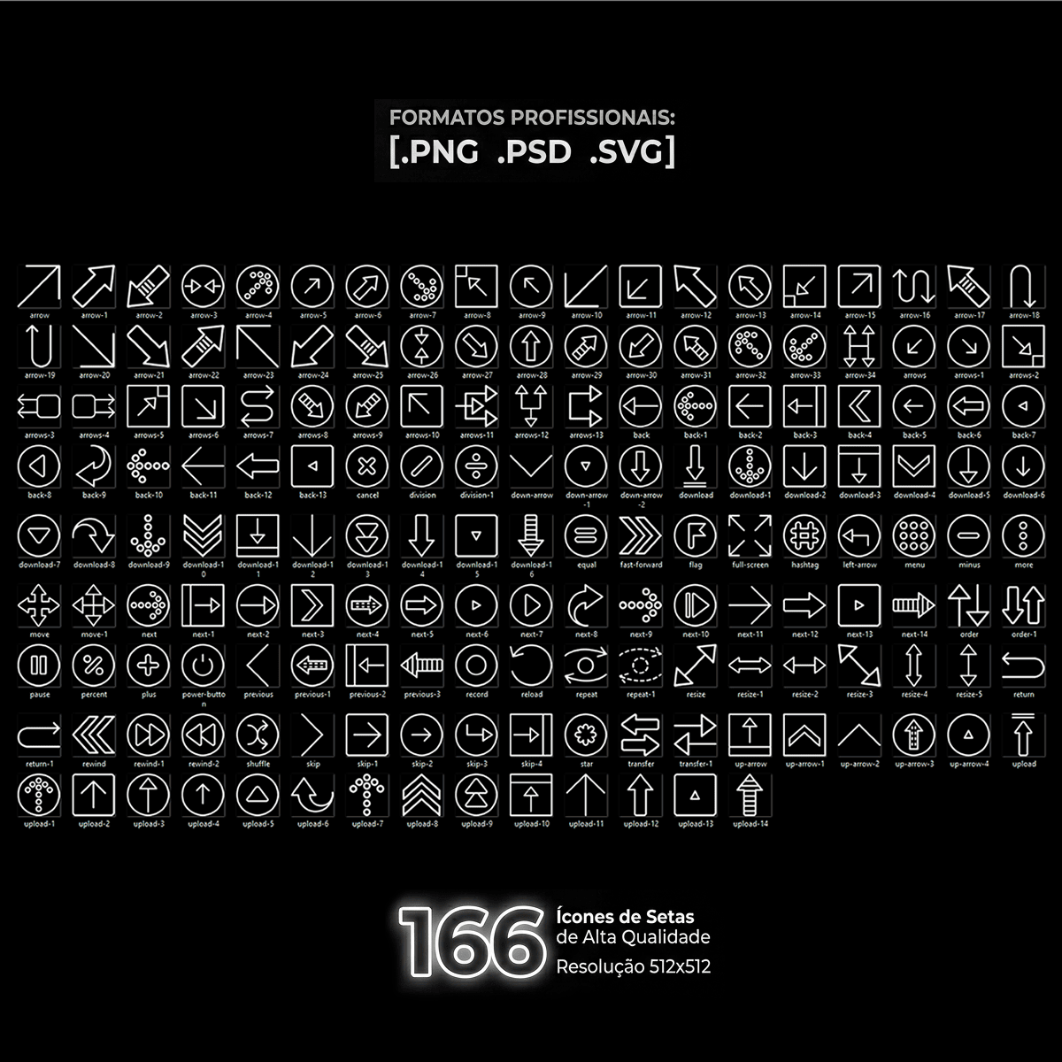 Pack Premium de 166 Ícones de Setas
