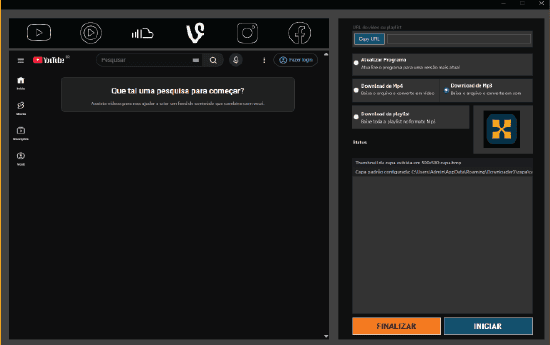 Tela do DownloaderX